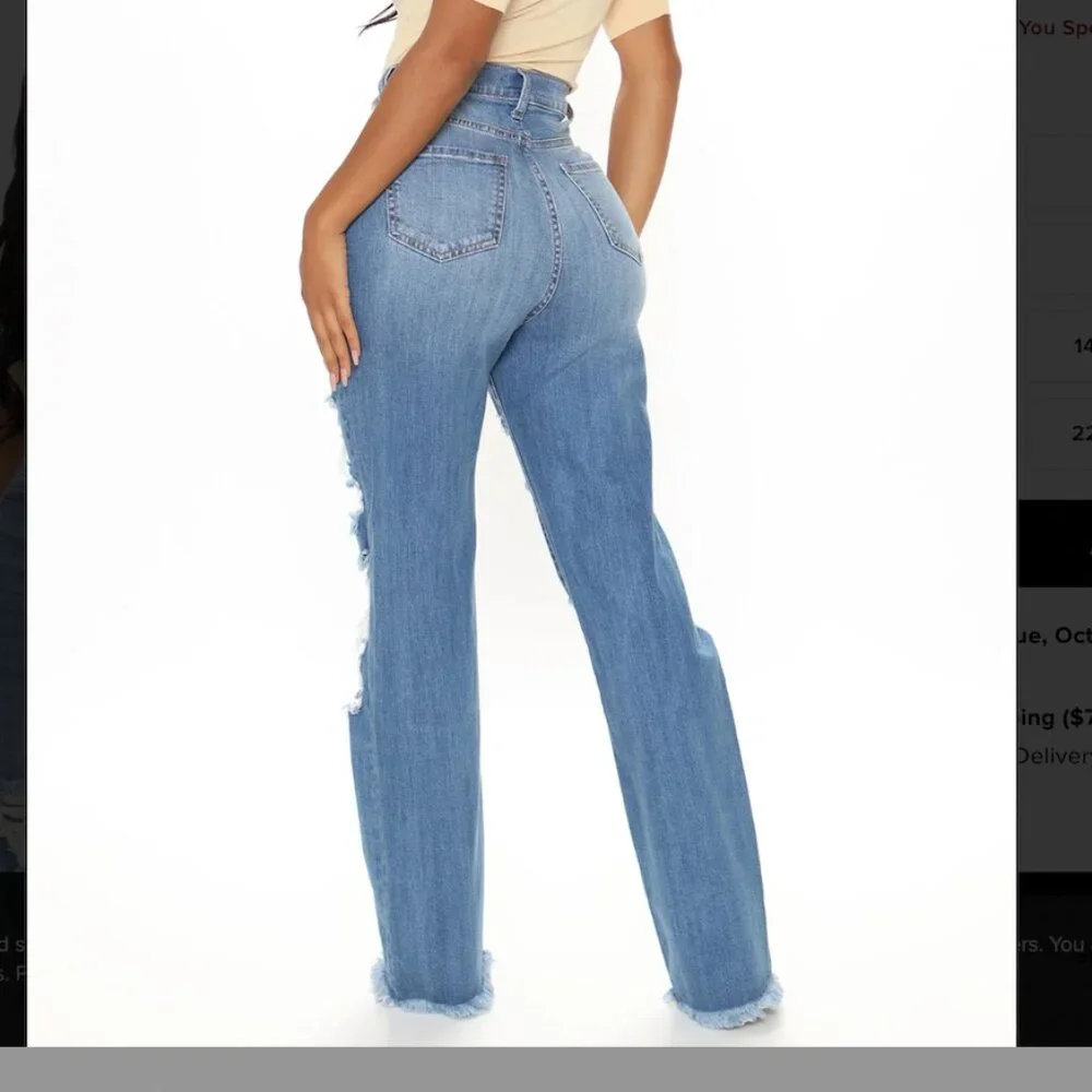 NWT! Fashion Nova "Don't Get Crossed Over Slouch Fit" High Rise Jeans Size 7 - Picture 2 of 15